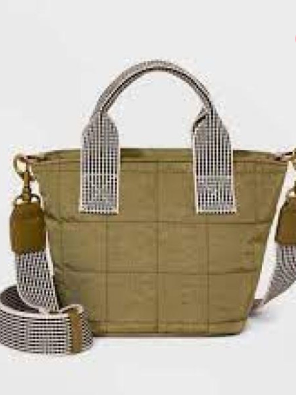 Universal Thread Quilted Olive Small Tote with Webbed Shoulder Strap NWOT